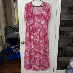 LuLaRoe Pink and White Floral Maxi Dress
